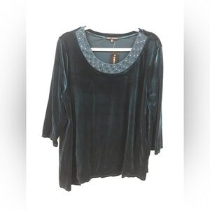 Women's 3/4 Sleeve Round Neck Rhinestone Long Top T Shirt Clothing BlouseTop